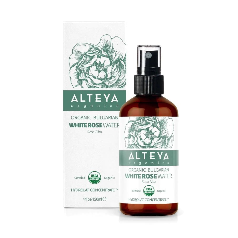 Vitt rosvatten Alteya Organics 120 ml glassprayflaska (EKGONISK)