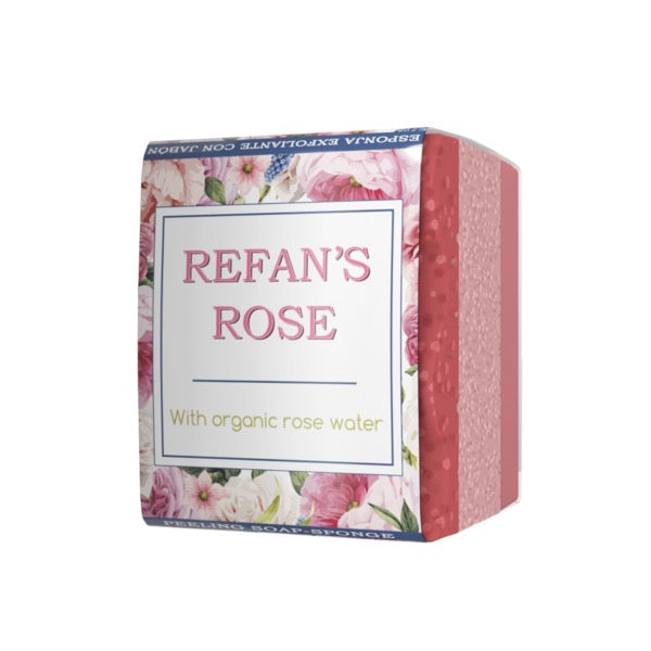 Exfolierande tvålsvamp 75 g Ekologiskt rosenvatten, Glycerin, Exfolierande granulat