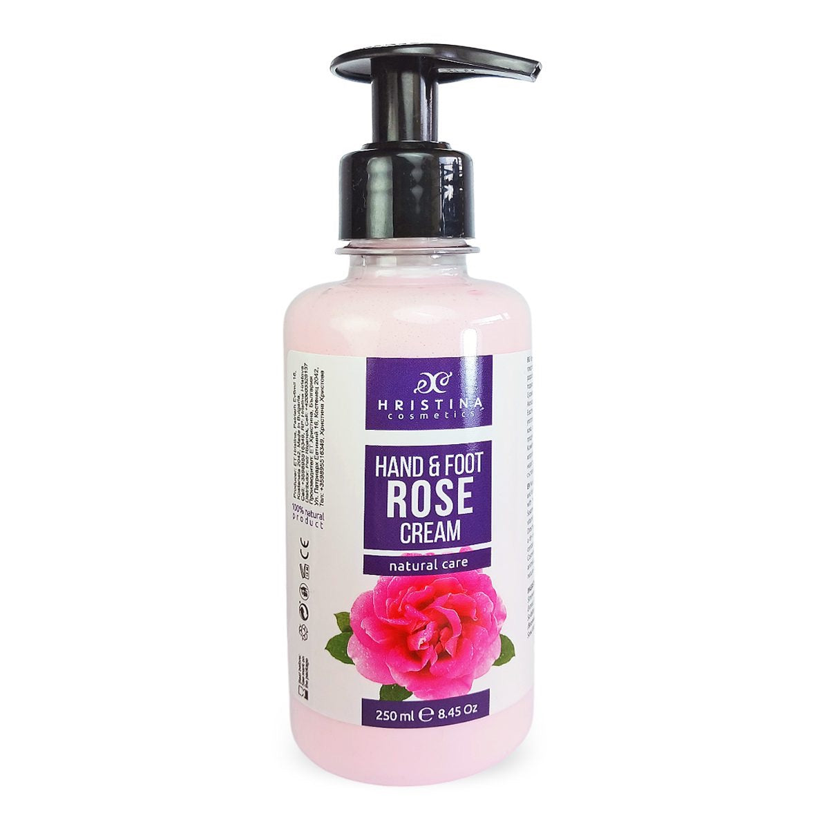 Käsi- ja jalkavoide Bulgarian Rose, 250 ml (100 % luonnollisia ainesosia) - SUURI KOKO!