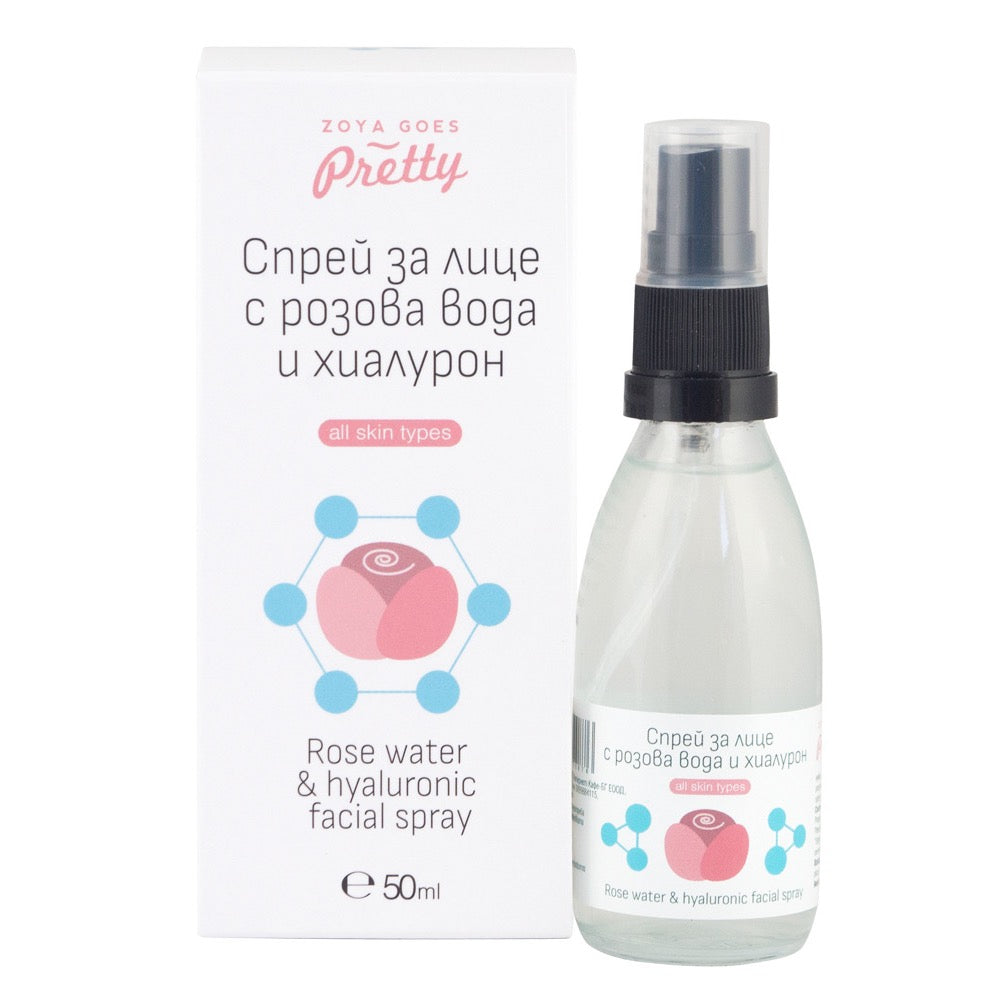 Kasvosuihke Zoya Goes Pretty 50 ml Luomuruusuvesi & Hyaluronihappo (LUOMU; PALKITTU TESTIVOITTAJA)