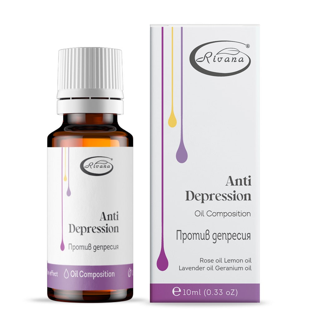 Eteerinen Öljysekoitus Rivana Anti-Depression 10 ml Geranium, Laventeli, Ruusu & Sitruuna