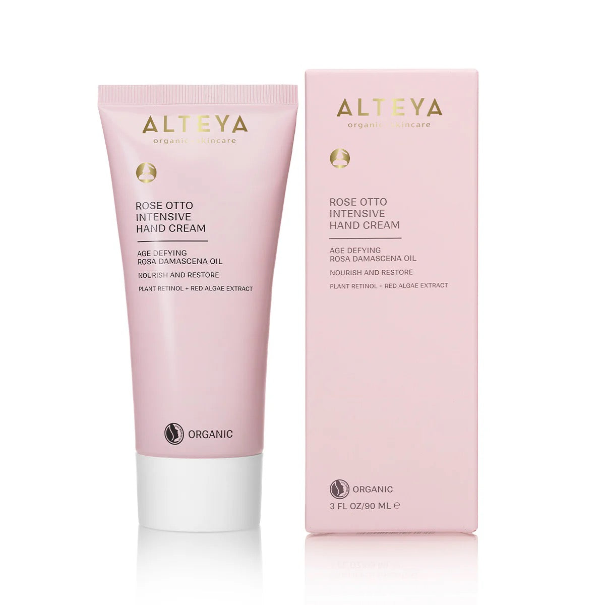 Käsivoide Rose Otto Intensiivinen 90 ml Ruusuöljy, Kasvipohjainen Retinoli & Punaleväuute (LUOMU)