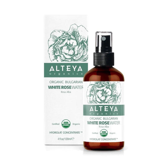 Valkoruusuvesi Alteya Organics 120ml lasisuihkepullo (LUOMU)