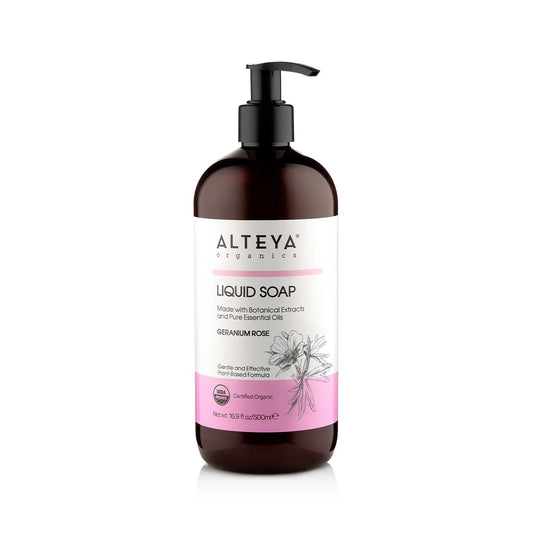 Flytande tvål Alteya Organics 500 ml Geranium Rose pumpflaska (ORGANISK)