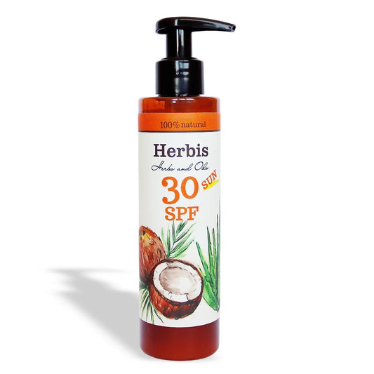 HERBIS Aurinkosuojavoide SPF30 - 100% luonnollisia ainesosia (Kookos, jojoba, kaakao, aloe vera)