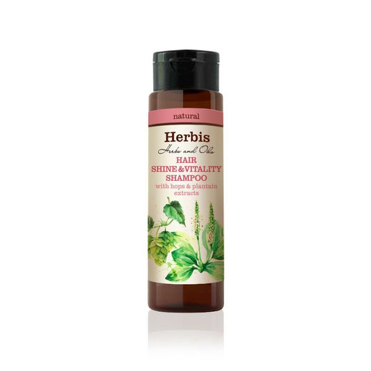 HERBIS Hair Shine and Vitality Shampoo med humle och Rata-extrakt 300 ml (100 % naturliga ingredienser)