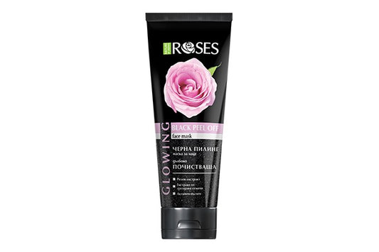 Ansiktsmask 100 ml Rose, aktivt kol &amp; druva "Glowing Black Peel" - Djuprengörande, för alla hudtyper