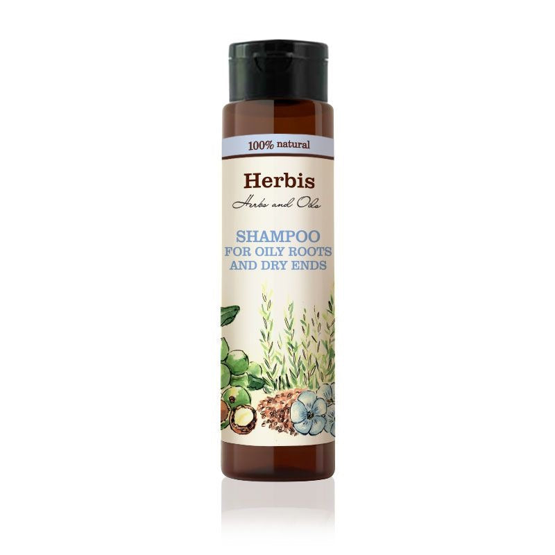 HERBIS Shampoo Rasvoittuville Tyville ja Kuiville Latvoille 300 ml (100 % luonnollisia ainesosia)