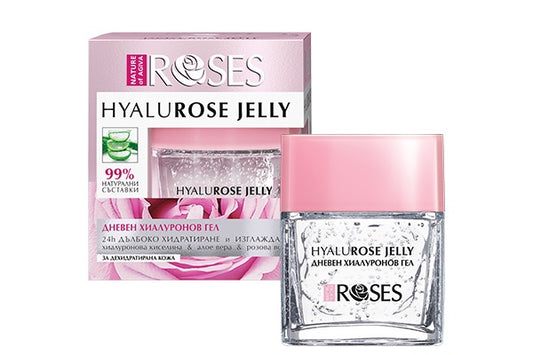 Ansiktsgelkräm Hyalurose 50 ml Hyaluronsyra, Aloe Vera &amp; Rosenvatten - 99% naturliga ingredienser