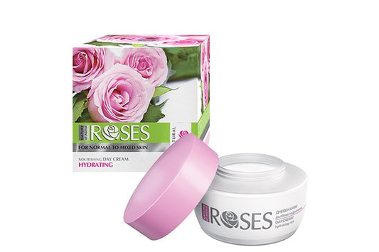 Dagkräm fuktgivande Nature of Agiva Roses 50 ml Rosenvatten &amp; vitamin A+E-komplex - För normal hud, kombinerad hud 