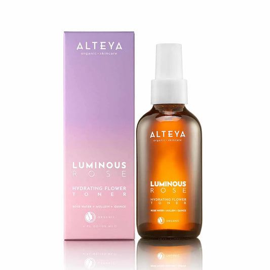 Kosteuttava Kukkaiskasvovesi Luminous Rose 120 ml Ruusuvesi, Malvauute & Kvitteni (LUOMU)