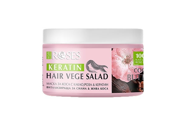 Revitaliserande hårmask 350 ml Natural Rose Elixir, Kakaosmör &amp; Keratin